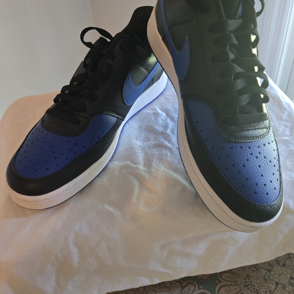 Nike Black and Blue Sneakers with Perforated Design